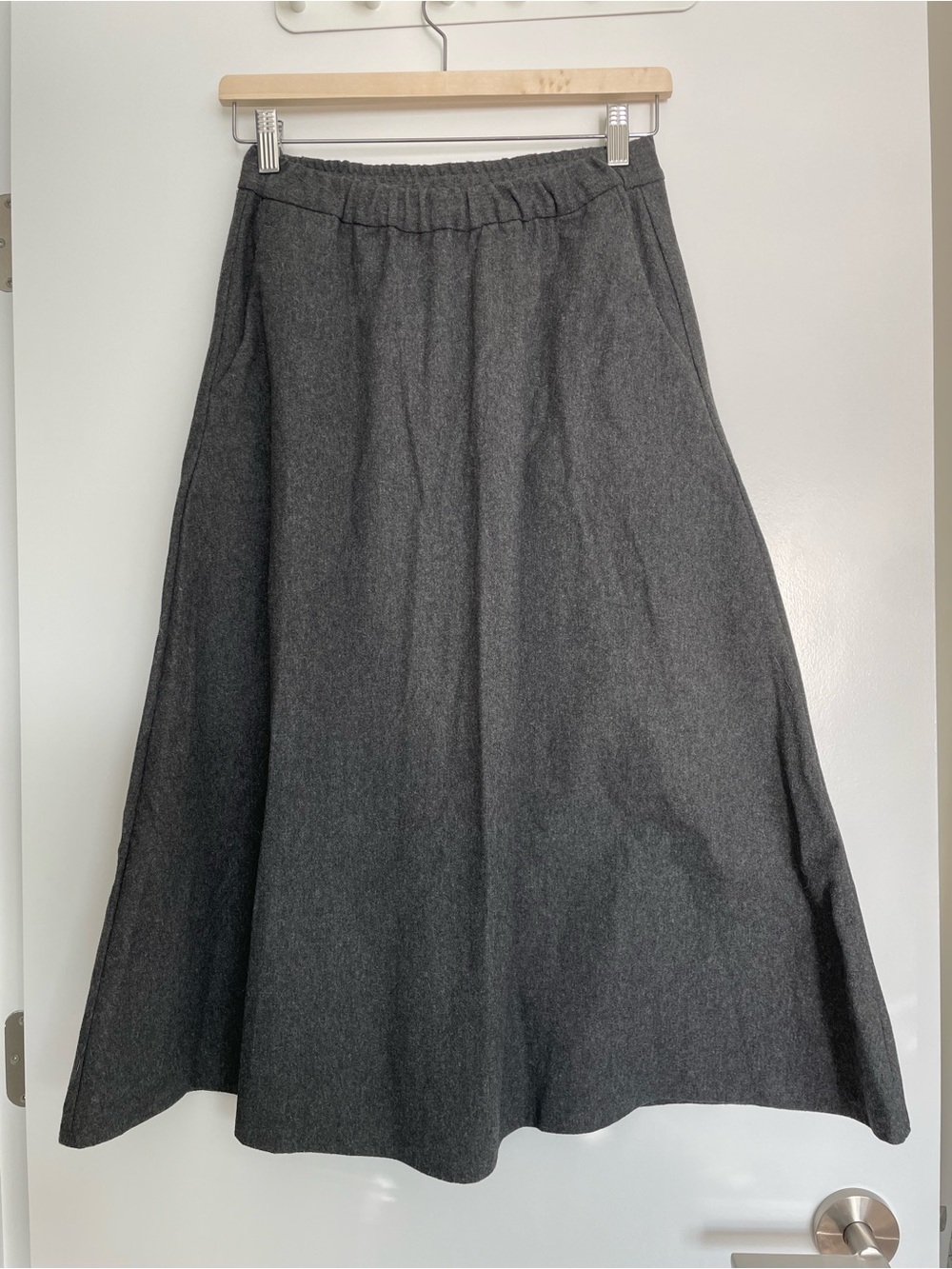Muji Charcoal A-Line Midi Skirt